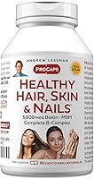 Vista 1 de Andrew Lessman Cabello saludable, piel y uñas, 60 cápsulas – 5000 mcg biotina de alta bioactividad, MSM, complejo B completo promueve el cabello