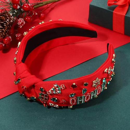 Miniatura 2 de mokkia Diadema de Navidad para mujer, accesorios de Navidad, con lazo, reno, copo de nieve, diadema roja y verde, con diamantes de imitación,