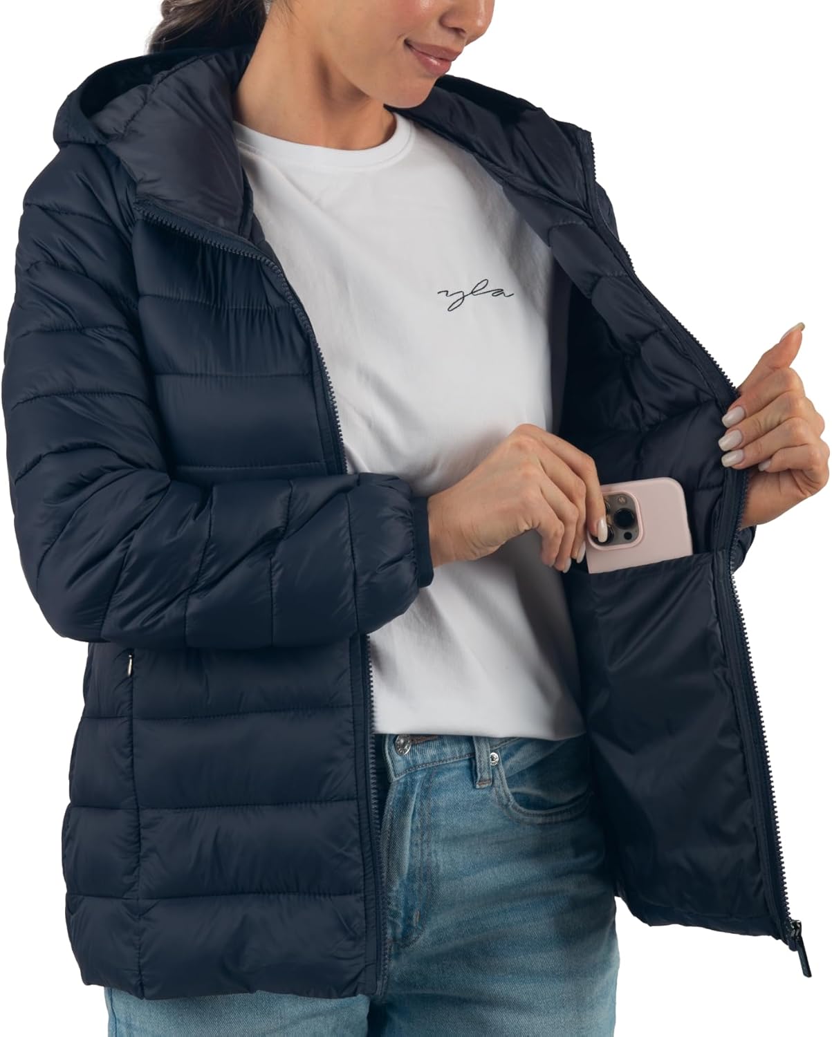 Alpine Swiss Eva Womens Hooded Puffer Jacket Down Alternate Coat Warm Water-Resistant Packable Winter Outerwear Zip Pockets