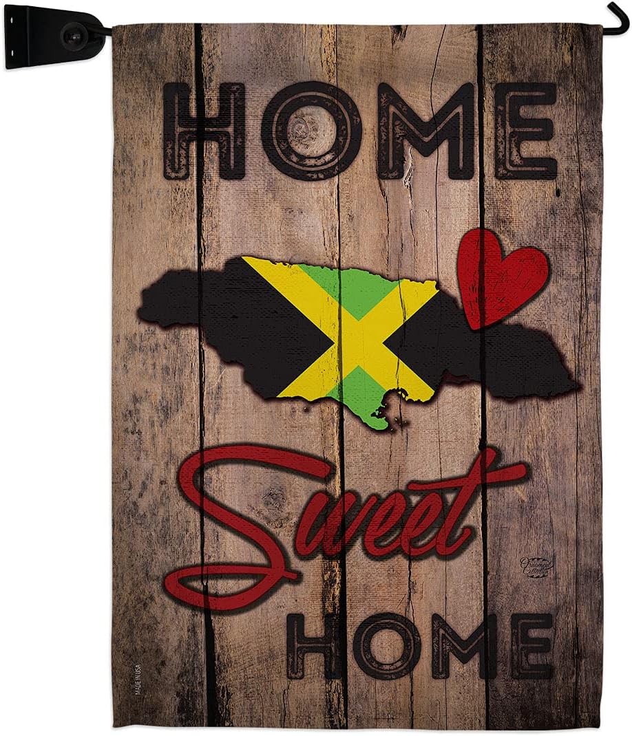 Country Jamaican Hogar Dulce Garden Flag Set Wall Holder Regional Nationality Nation International World Particular Area Small Decorative Gift Yard House Banner Double-Sided Made In USA 13 X 18.5