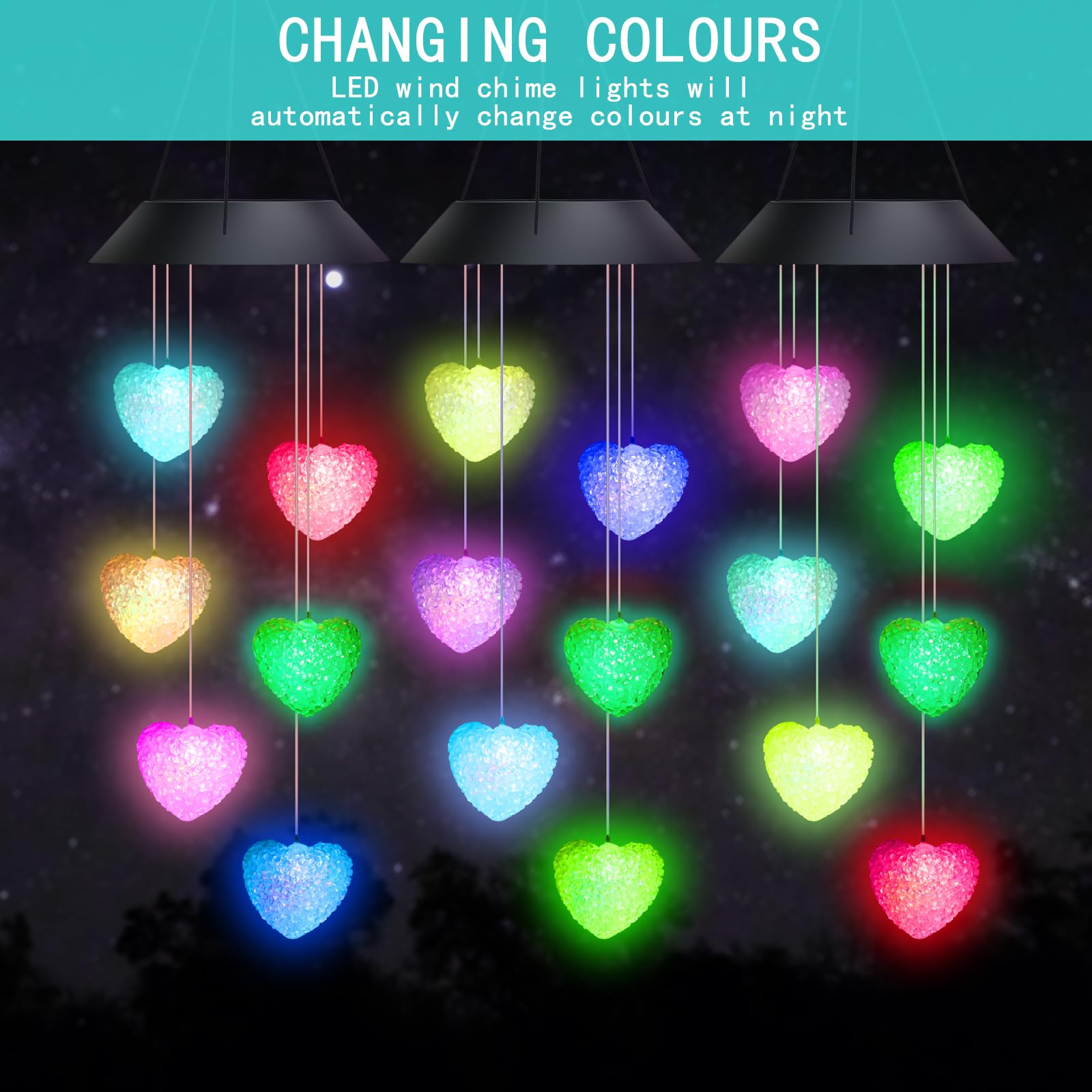 Luci Solari Campanelli Eolici JANUTS | 6 Sfere LED Colorate | Impermeabile IP65 | Per Giardino - Foto 2