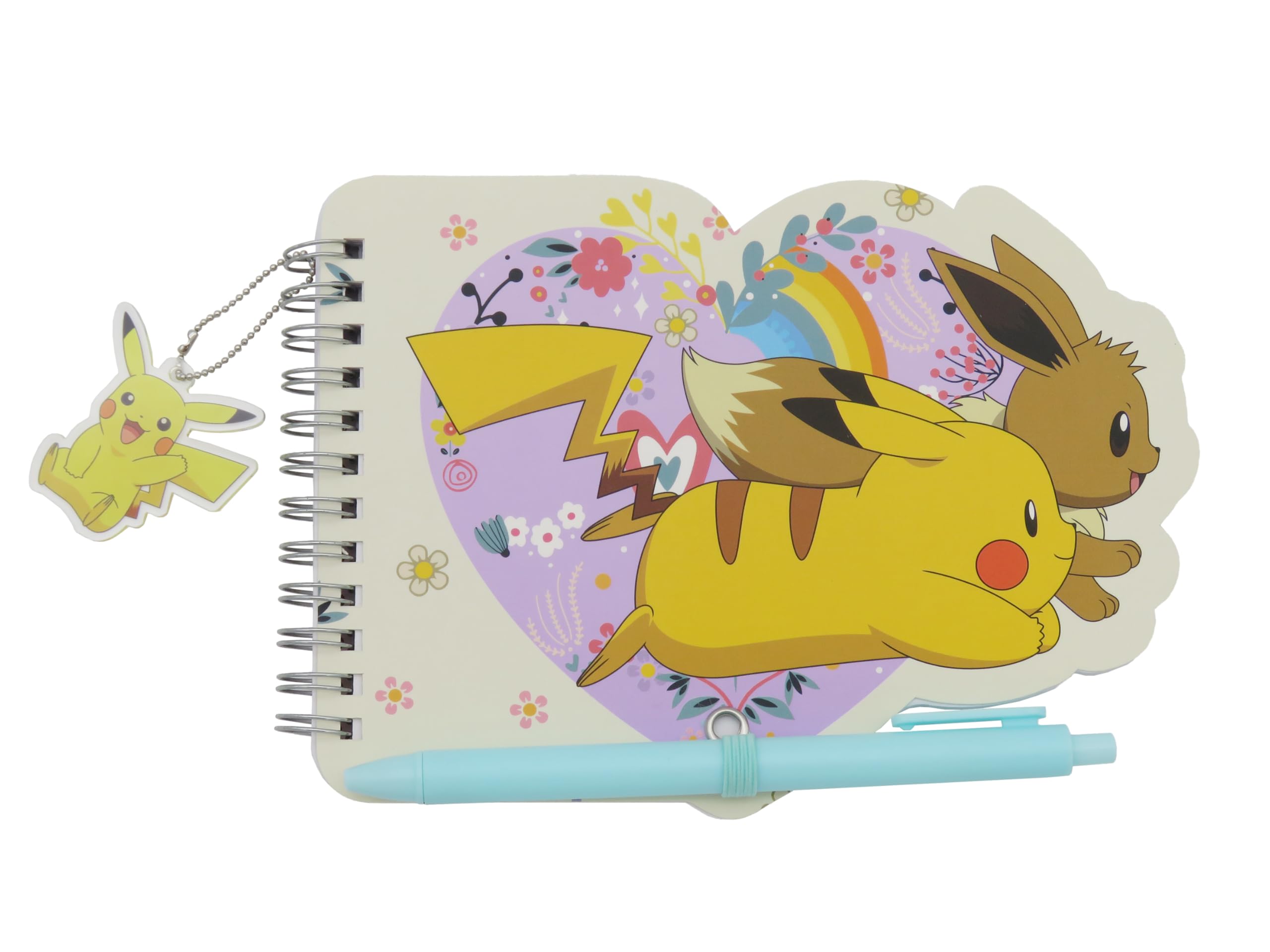 CYPBRANDS Pokémon Notebook with Ballpoint Pen, Writing, Stationery, Notebook, Notepad, Flowers Collection, Cream Colour, Official Product