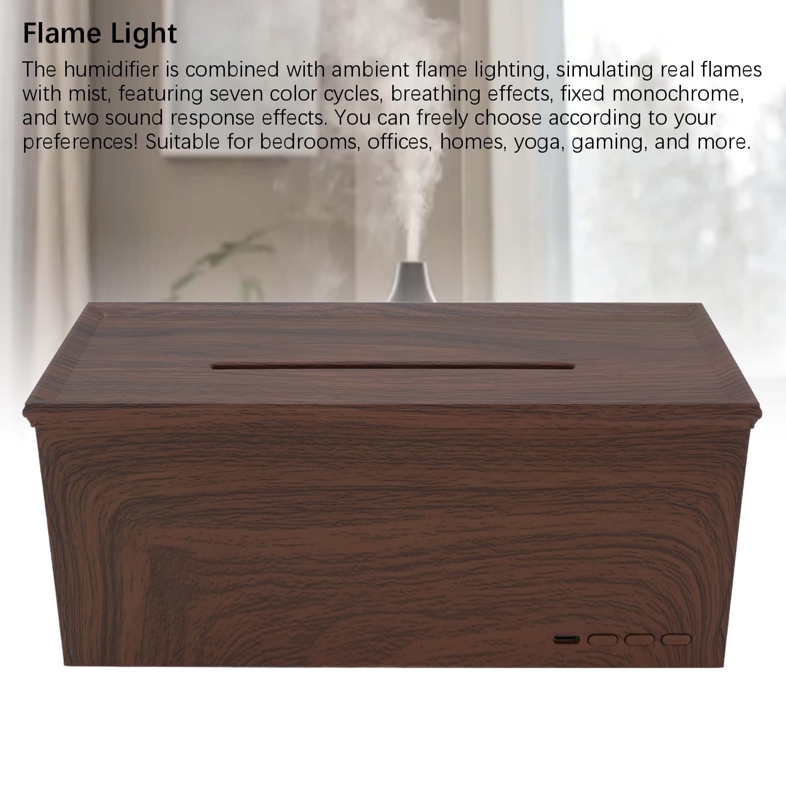 Bewinner Diffuseur d'aromathérapie pour Cheminée à Grains de Bois, Diffuseur d'huiles Essentielles de 280 ML avec Flamme Simulée, Humidificateur à Ultrasons pour la Maison, Minuterie de 6 à 10