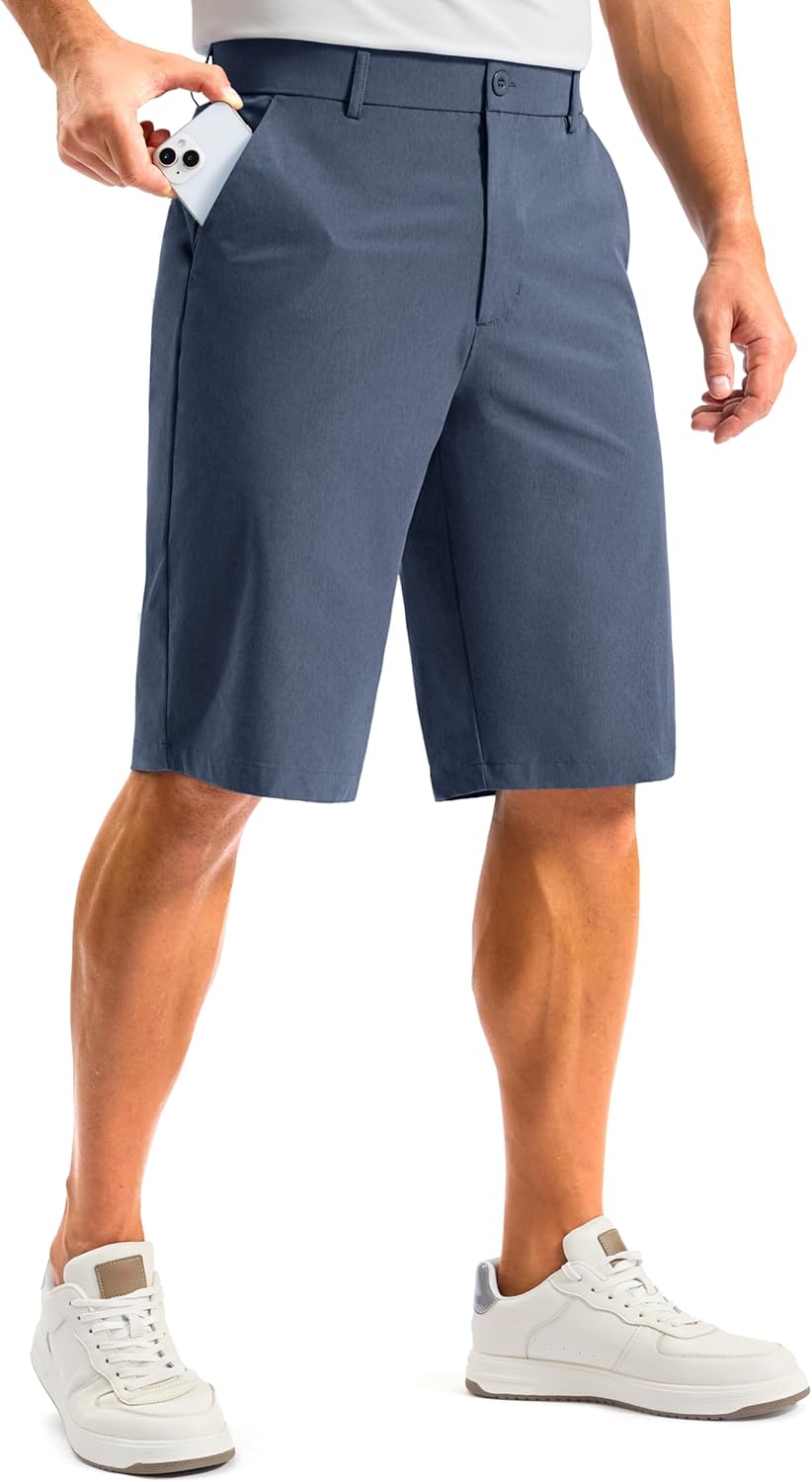 G Gradual Men's Golf Shorts 12" Long with 4 Pockets Lightweight Casual Knee Length Short Quick Dry Hiking Work Travel Shorts