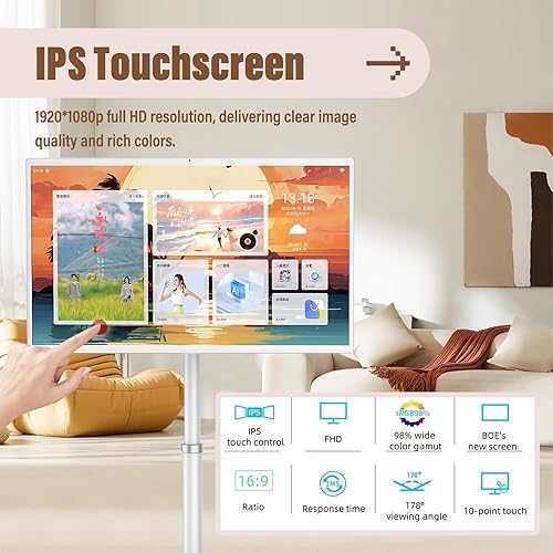TV Portable pour Extérieur 32 Pouces, TV sur roulettes, Android Smart Screen, Portable Display with Battery, pour Visioconférence Et Présentations - 2