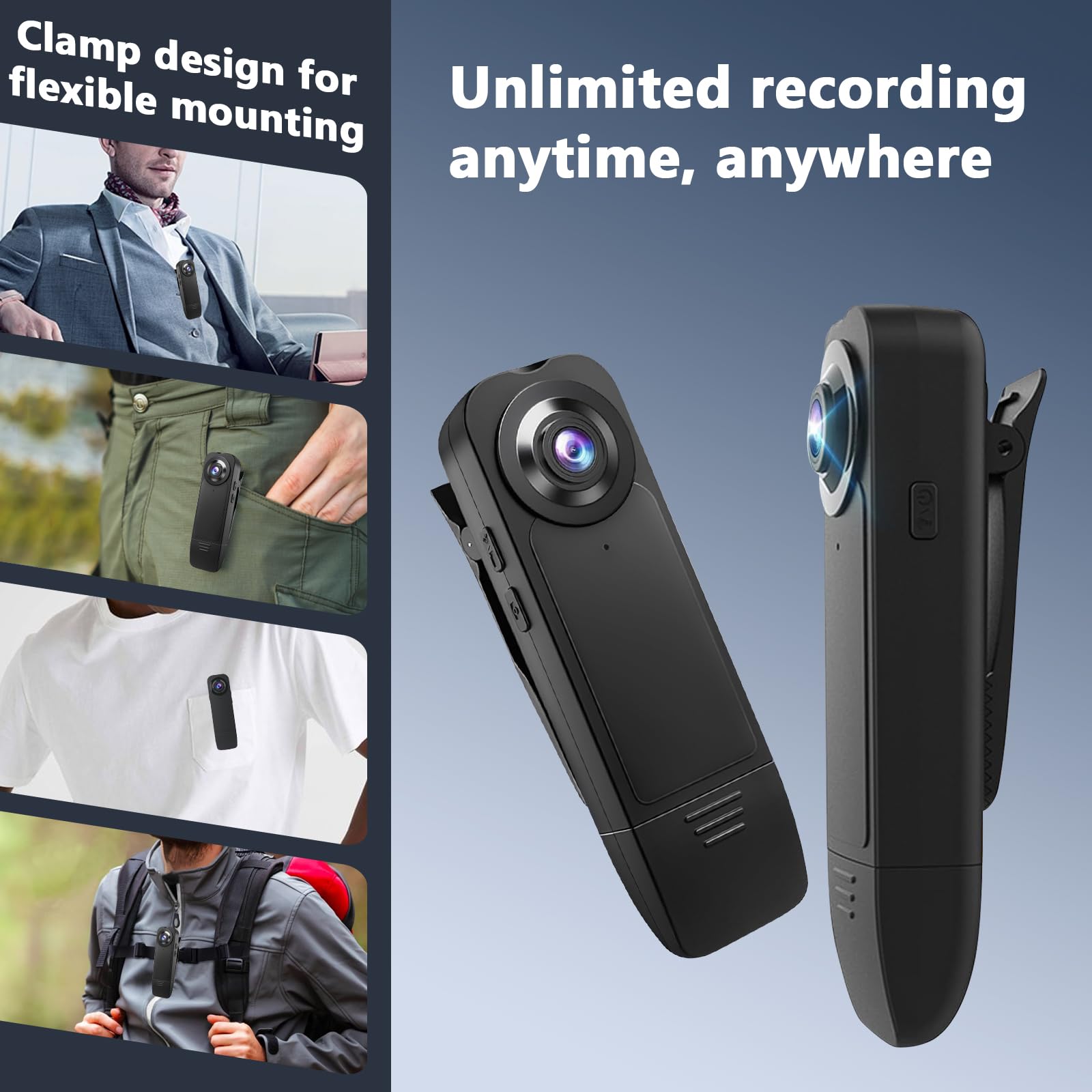 LIROPAU Mini caméra corporelle 1080p avec Carte mémoire 32 Go, caméra HD 1080p, Petite cam-éra sans Wi-FI, cam-éra de Surveillance Portable avec Vision Nocturne et Enregistrement Audio et vidéo.