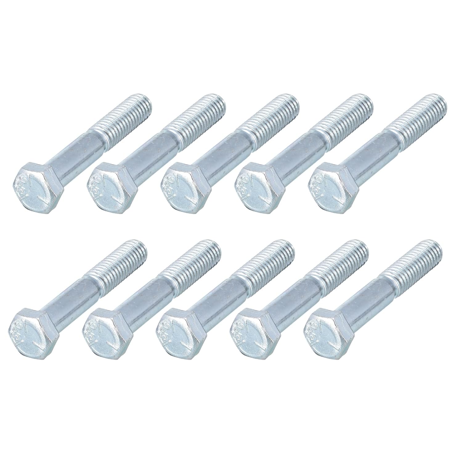 METALLIXITY Hex Bolts (3/8-16x2-1/4") 50Pcs, Carbon Steel Zinc Plated, Coarse Thread UNC Hex Head Screw Bolt - for Furniture Repair, Silver