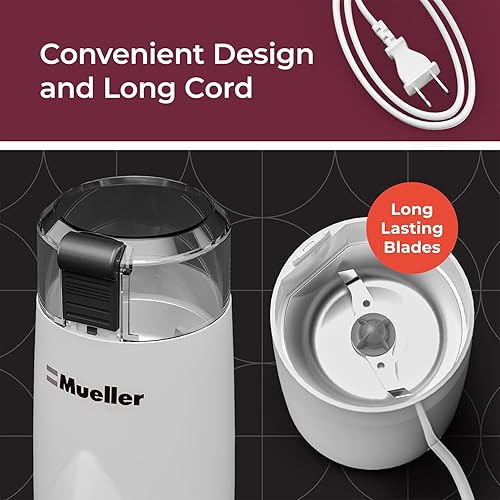 Miniatura 20 de Mueller Living - Molinillo de café eléctrico para especias, nueces, hierbas y granos de café, hoja afilada, acero inoxidable, color gris