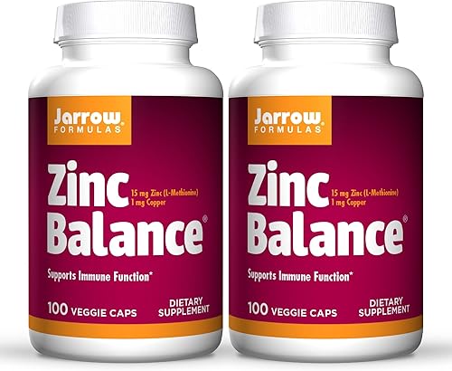 Jarrow Formulas Zinc Balance de 15 mg - 100 tapas vegetales paquete de 2 - Apoyo inmunológico - Incluye cobre 100 unidades paquete de 2