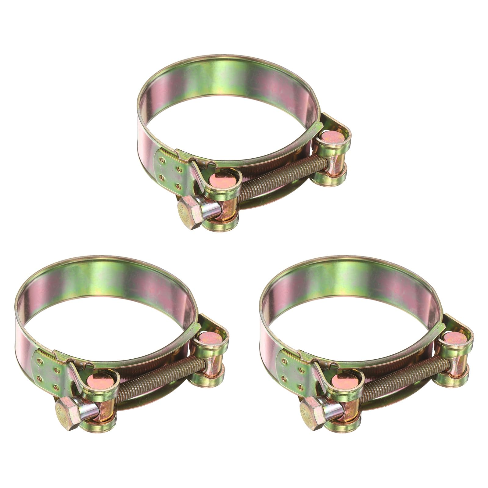 sourcing map 3pcs T-Bolt Hose Clamp 92-97mm (3.62-3.82") Galvanized Carbon Steel Adjustable Intake Radiator Pipe Clamps for Automotive Plumbing Industrial Pipes
