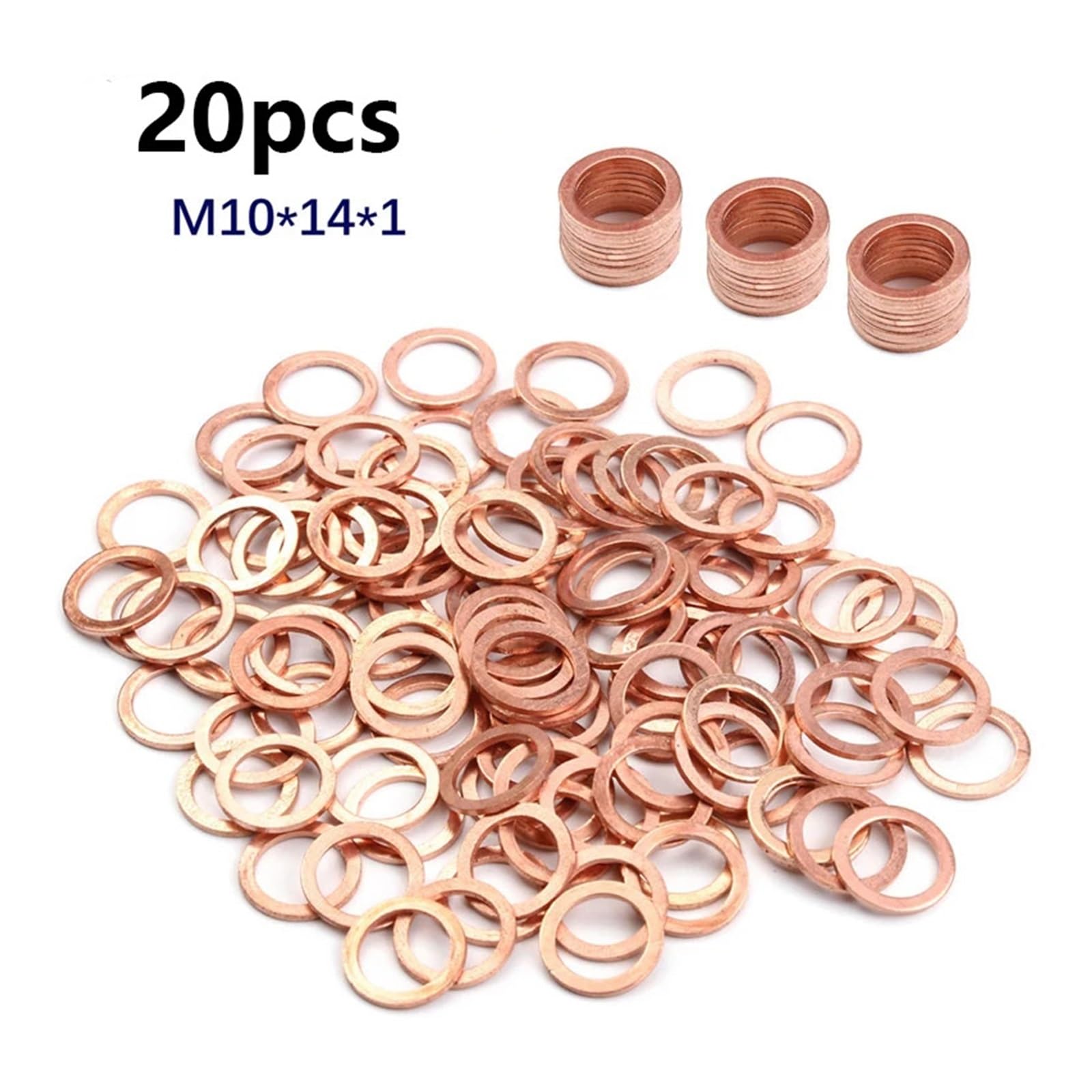 Podkładki, 50 szt. podkładek miedzianych z płaskim pierścieniem uszczelniającym, dystansowych, elementów złącznych(M8X14X1mm)