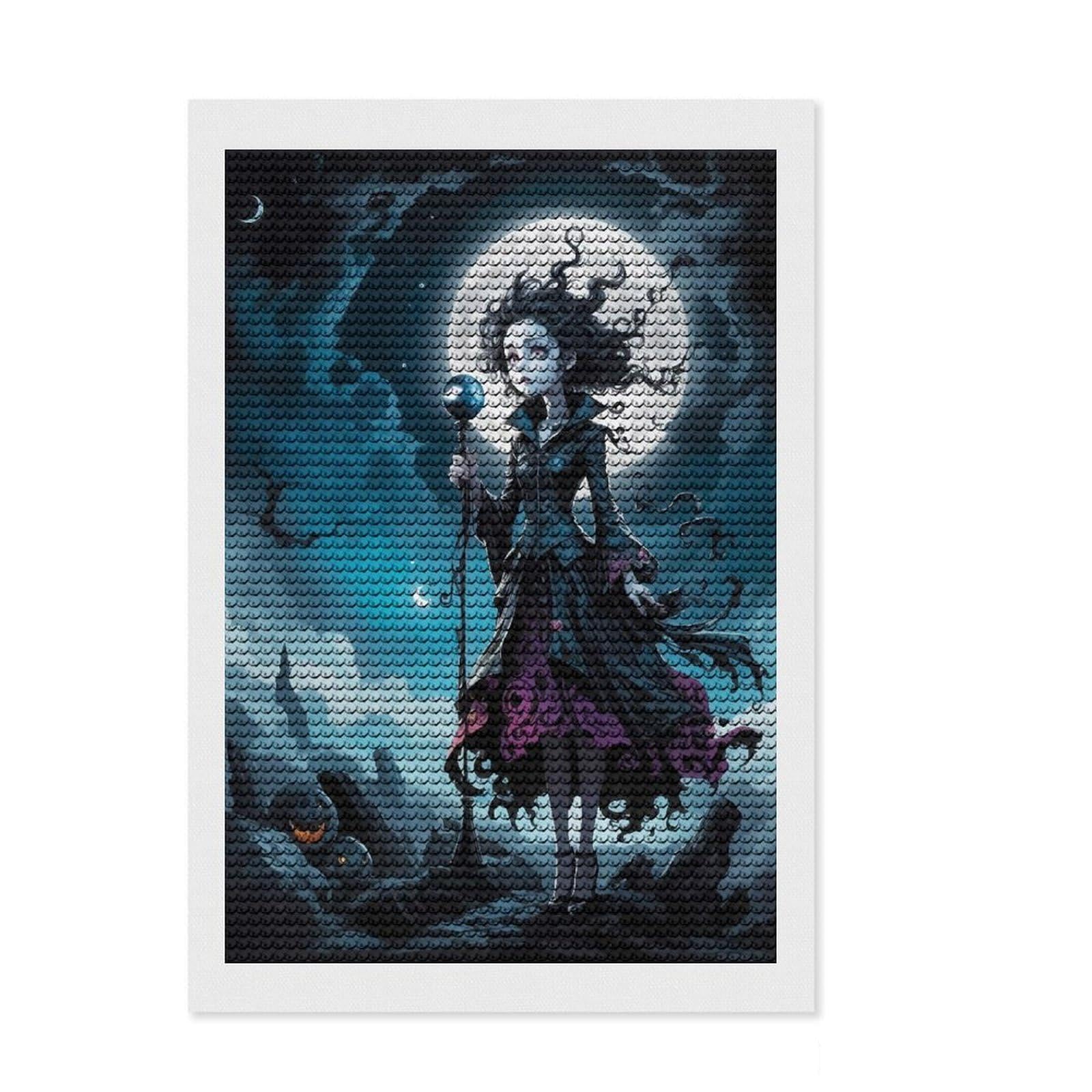 Junmoney Tenebrous Wizard Full Drill Diamond Painting Kit 8"x12", Bedroom Decor, for Craft Lovers, Mindful Craft Activity, Birthday Gift