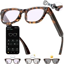 20MP AI Smart Glasses with Camera, High Resolution Photo Video, Photochromic Lens UV400, EIS Stabilization, Voice Assistant ChatGPT, Hands-Free Smart Sunglasses for Vlog, Photochromic Lens