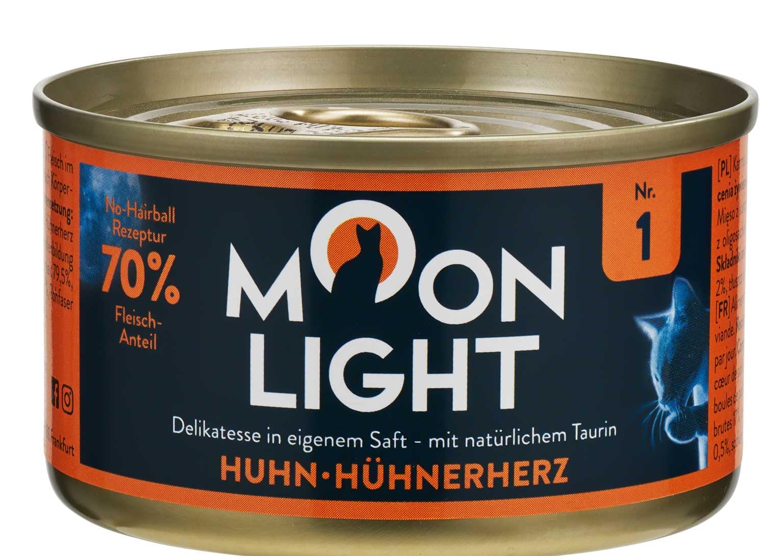 Moonlight Premium Nassfutter Katze Nr. 1 – 80g Dose – Getreidefrei mit Huhn, Tintenfisch & Gemüse – Feines Filetfutter im eigenen Saft – Hochwertiges Katzenfutter für Feinschmecker