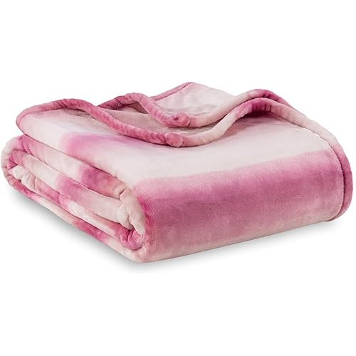 Berkshire Blanket-Classic Heavyweight Soft Printed VelvetLoft® Plush Blanket, Full/Queen Size Soft Fuzzy Warm Blanket for Couch Sofa Bed, Purple Pitch, 90in x 90in