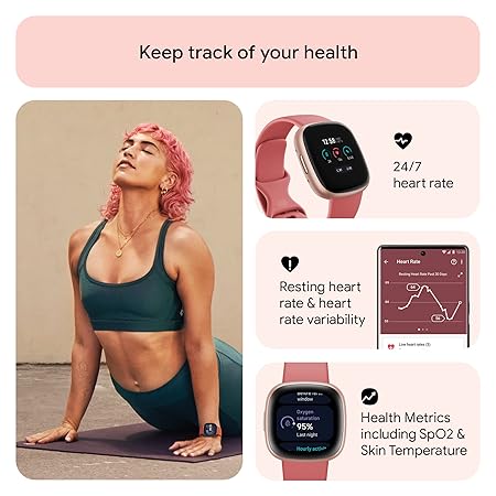 Fitbit versa 4 pink sand copper rose aluminum Clearance