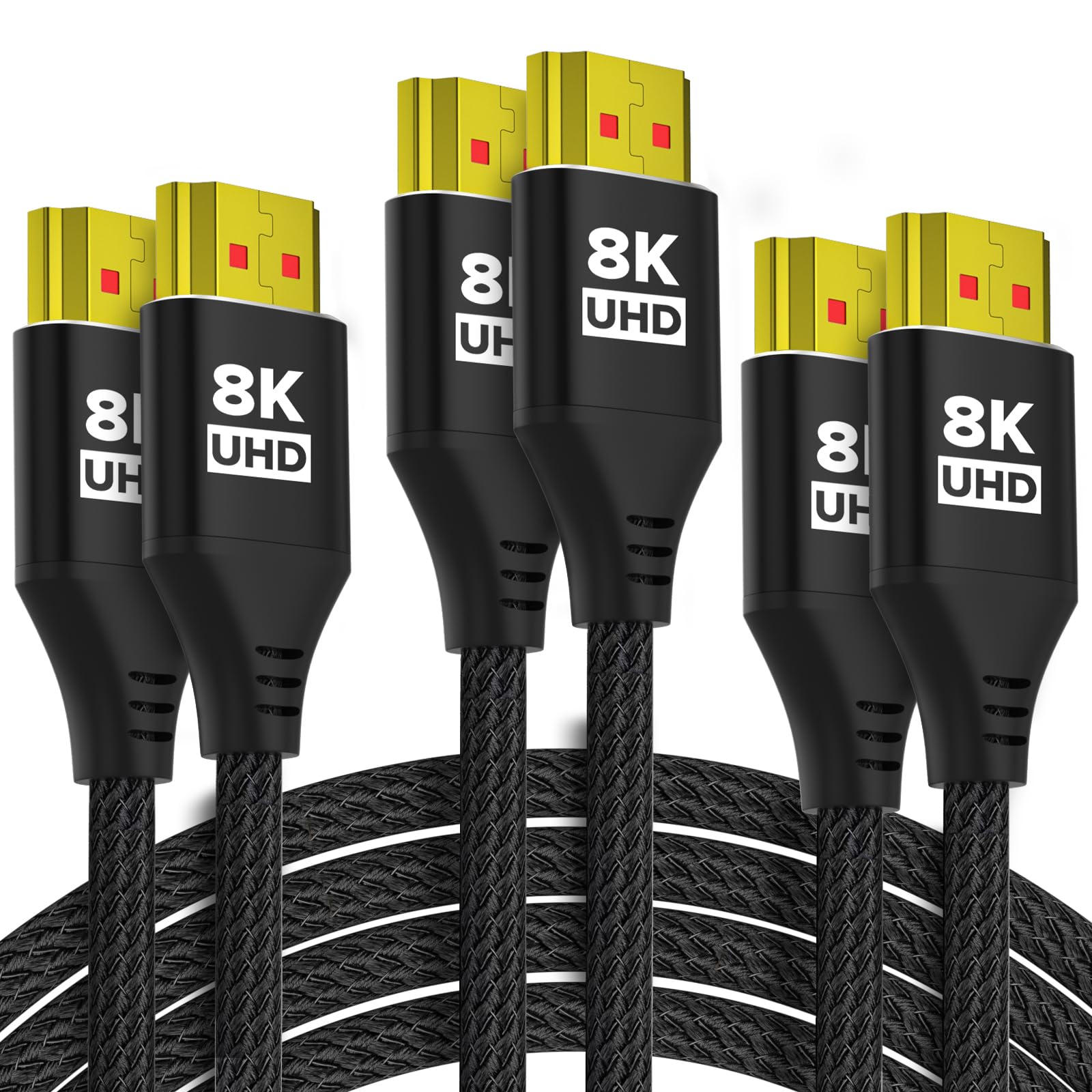 KELink 10K 8K 4K HDMI Cable 6FT 3-Pack, Ultra High Speed HDMI Braided Cord, Supports 4K/120Hz, 8K/60Hz, 48Gbps DTS:X, HDCP 2.2 & 2.3, HDR 10, HDMI 2.1