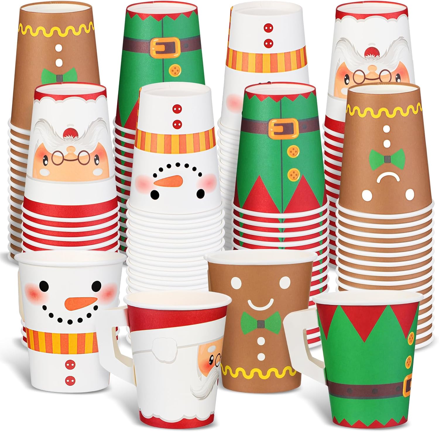 Zhehao 120 Pcs 9 oz Christmas Espresso Paper Cups with