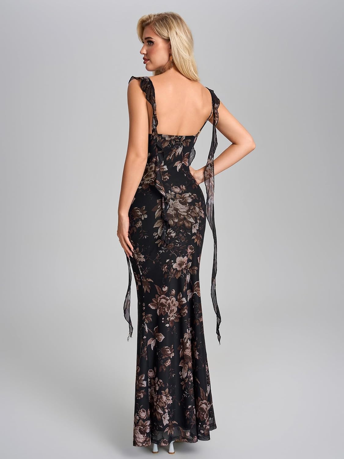 Auraxe Formal Wedding Guest Long Dresses for Women Elegant Bodycon Ruffle Corset Cocktail Party Maxi Dress - Image 2