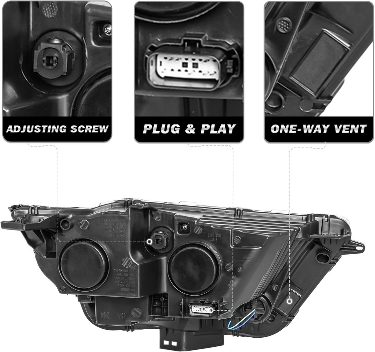 SOCKIR Headlight Assembly Fit for 2015 2016 2017 2018 Ford Edge [Halogen Model Type] w/o Bulbs OEM Projector Headlamp Replacement Driver & Passenger Side