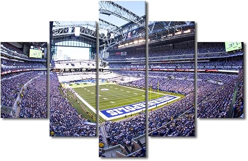 Vista 126 de Cuadros de estadios deportivos de fútbol americano de Minnesota, cuadros de vikingos, 5 paneles, lienzo para pared, arte de pared del estadio
