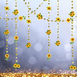 Cheerland Sunflower Hanging Decoration Garland Birthday Party Streamers for Sunflower Graduation Baby Shower Wedding Bridal Shower Summer Autumn Events Indoor and Outdoor Decor