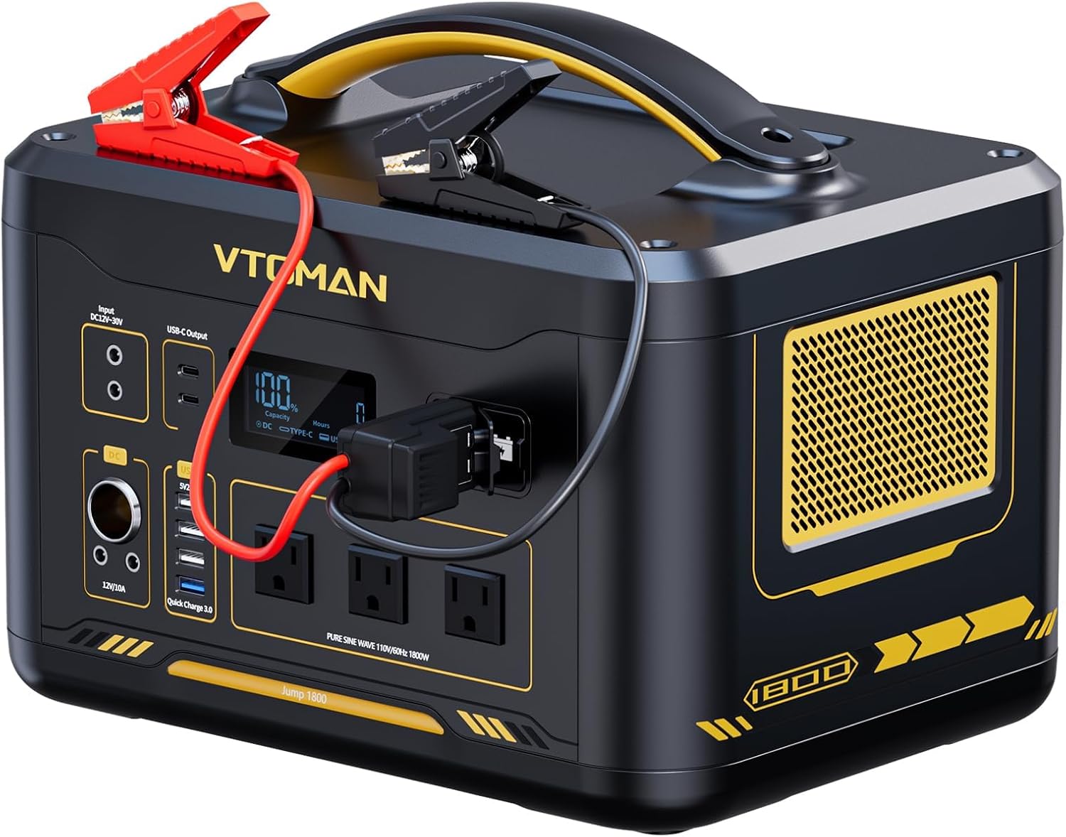 VTOMAN Jump 1800 1408Wh LiFePO4 Portable Power Station with Jumper Cable