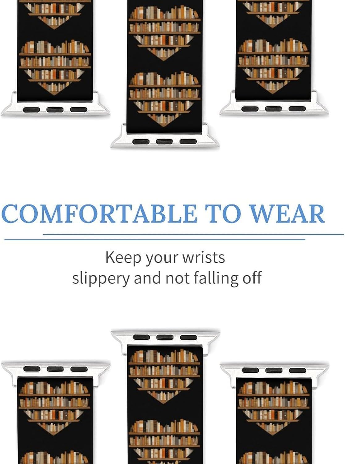 Vintage Book Shelf Art Funny Watch Band Quick Release Replacement Watch Straps for Men Women