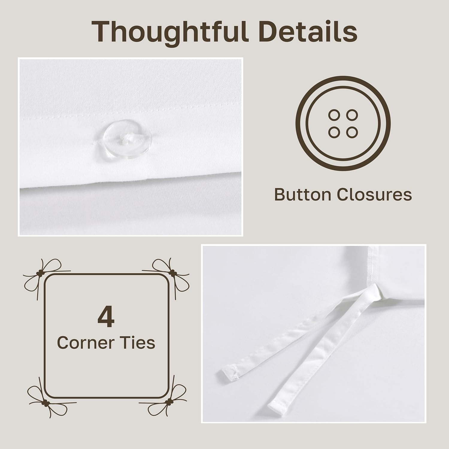 California Design Den Duvet Cover King Size Only - Winner Good Housekeeping Best Bedding Awards 2025, Premium 400 Thread Count Sateen, 100% Cotton Duvet Covers, Button Closure & Corner Ties - White - Image 5