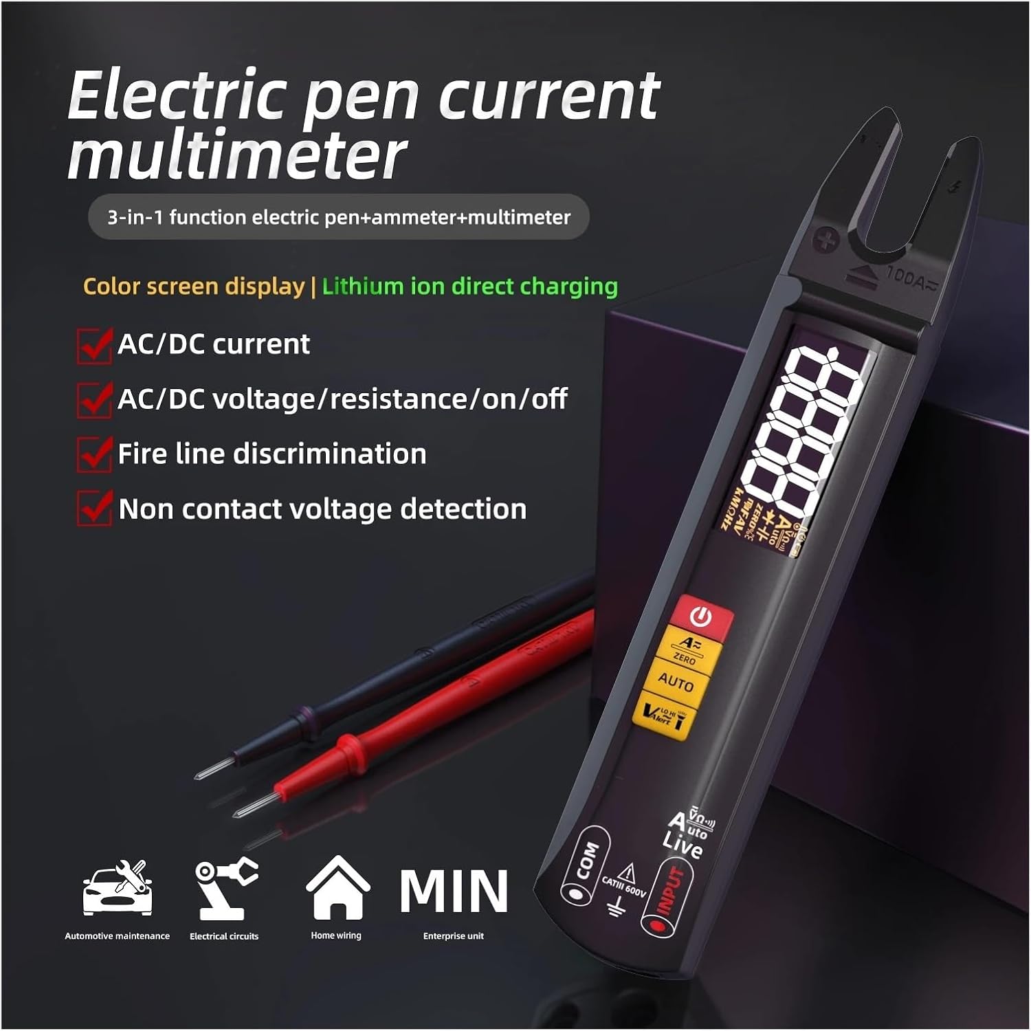 Digital Clamp Meter Fork DC AC 100A Smart Ammeter Pliers Current Auto Multimeter Voltage Ohm Electrical Tester(U0)