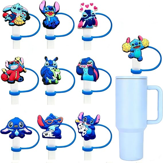 20 Pack Stitch Silicone Straw Toppers for Stanley Cup 40 30 oz, Reusable Dust-Proof StraW Cover Cap, Straw Accessories for Water Tumbler