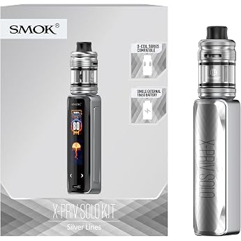 SMOK X-Priv Solo Kit 80W Touchscreen E-Zigarette 18650 Akku Nicht Enthalten 3.5ml TF-D Tank Obere Luftzufuhr Kindersicherung Kompatibel mit D-Coils Kein Nikotin Silberlinien