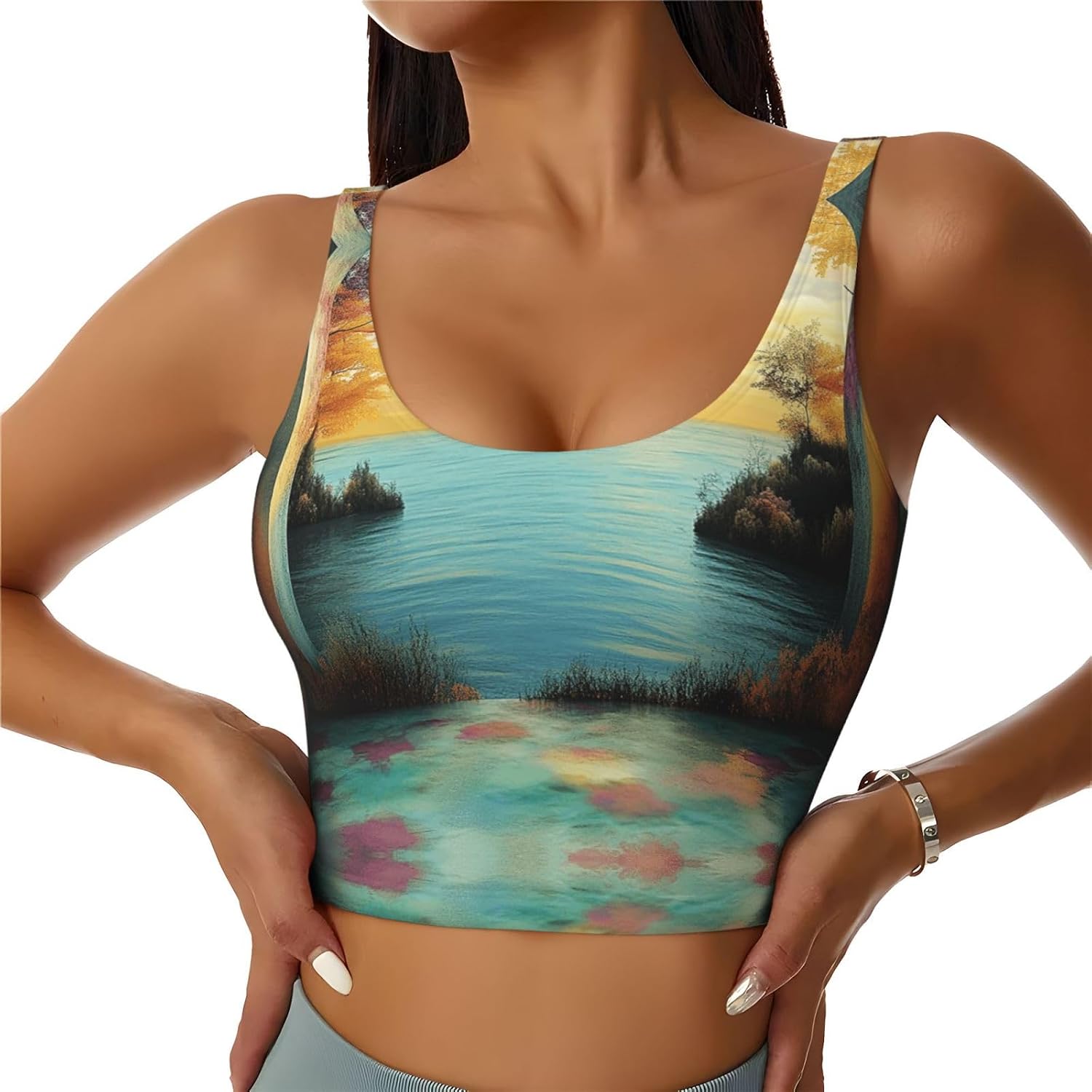 A Vibrant River Women's Sports Bras - High Support Workout Tops for Women, Yoga Sports Bra, Bralettes with Support