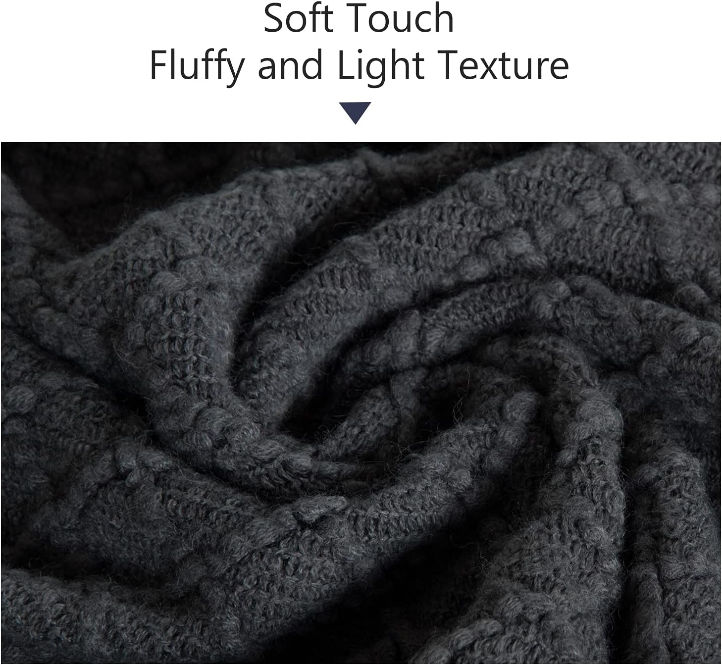 NTBAY Acrylic Knitted Oversized 60x80 Twin Throw Blanket, Lightweight and Soft Cozy Decorative Woven Blanket with Tassels for Travel, Couch, Bed, Sofa, 60x80 Inches, Dark Grey Checkered