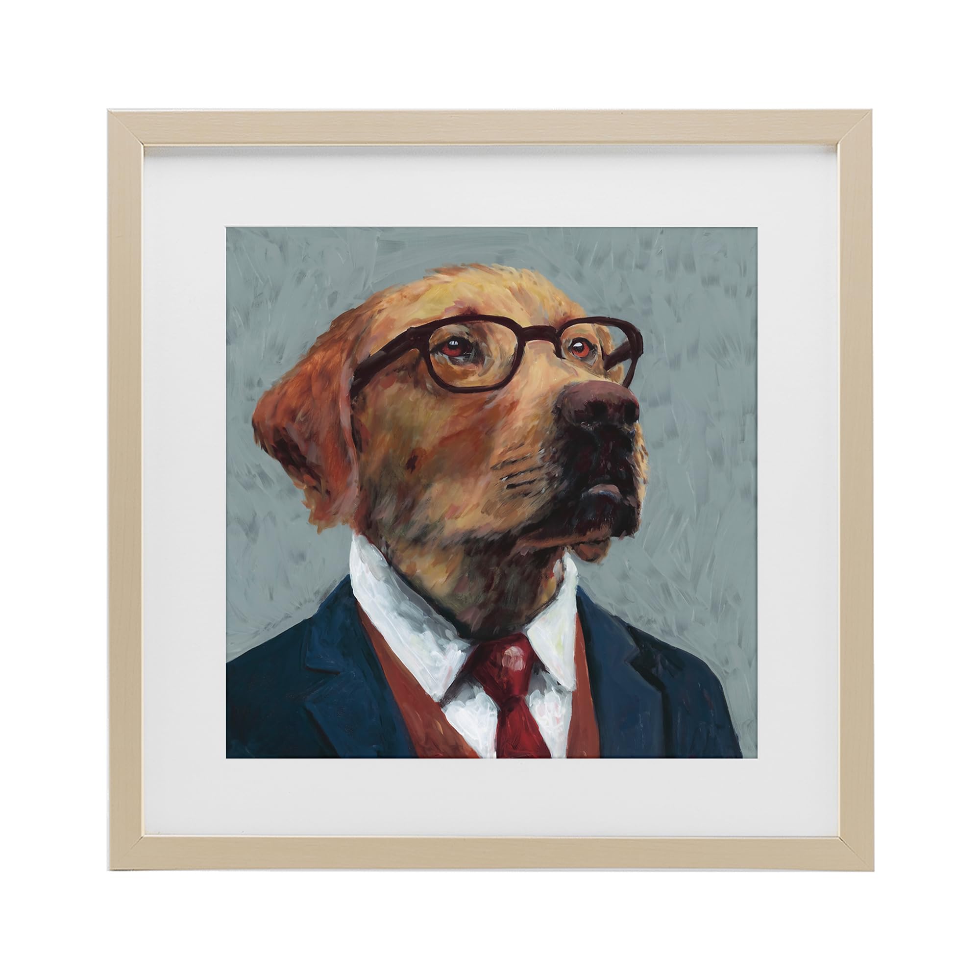 Stupell Industries 'Bark Kent Portrait', Framed Print Under Glass, Brown, 16 x 16 Inches, Easy to Hang and Sturdy, Made in USA, by Studio Bautista