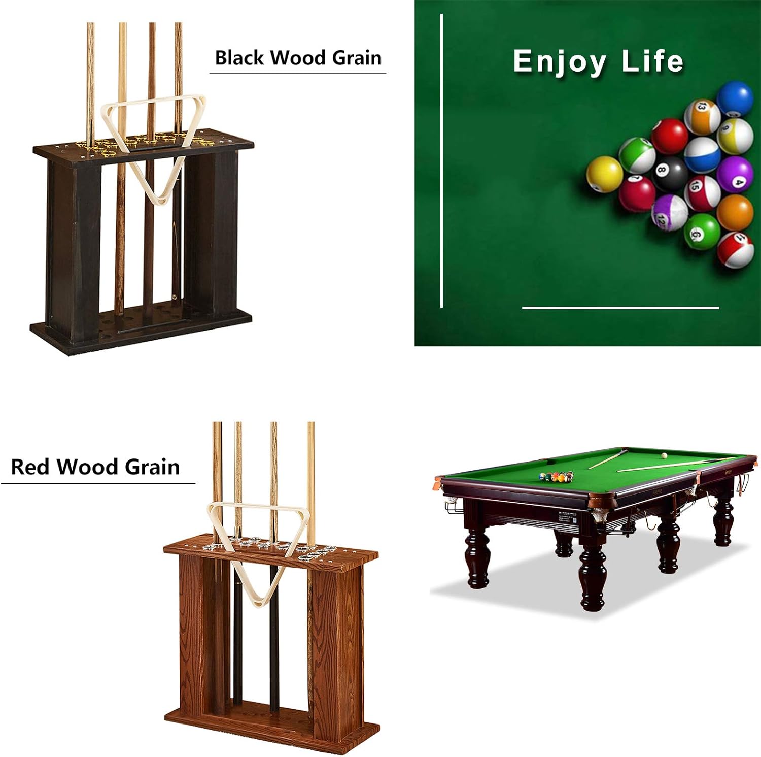 Pool Rack, Snooker Billiard Stick Holder Floor Stand, Wood Freestanding Holder Holds 16 Sticks, ltifunctional Storage Rack/Red/60X55X25Cm (Red 60X55X25Cm)