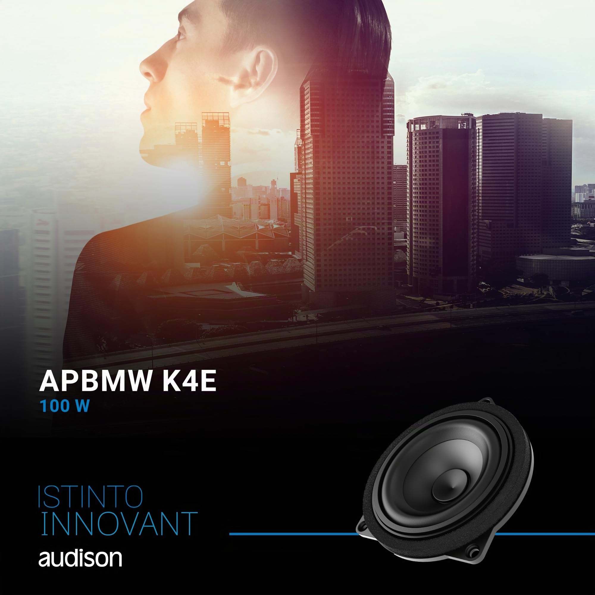 Audison APBMW K4E – Kit 2 Voies Plug & Play BMW/Mini, Tweeter 25 mm, médium 100 mm, Filtre et Accessoires Inclus, 100W Max, Large Basket