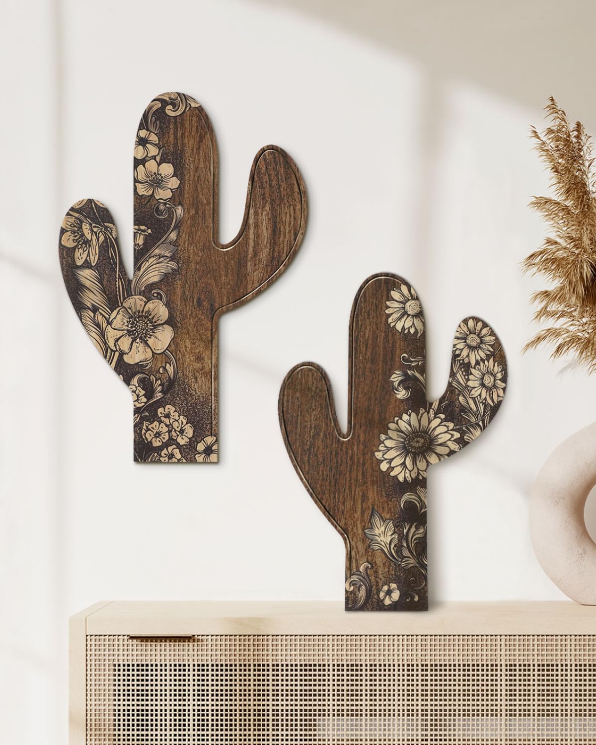 Amazon.com: Putuo Decor 2 Pieces Aztec Cactus Decor, Farmhouse Wall Decor,  Rustic Flower Patterns Wood Home Decor for Living Room, Bedroom, Bathroom,  Western Decor : Home & Kitchen