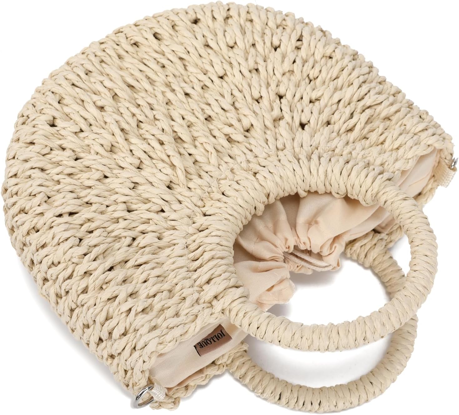 JOLLQUE Straw Beach Bag for Women, Summer Handwoven Tote Bags Purse with Tassel,Top Handle Straw Woven Handbag Clutch - Image 8