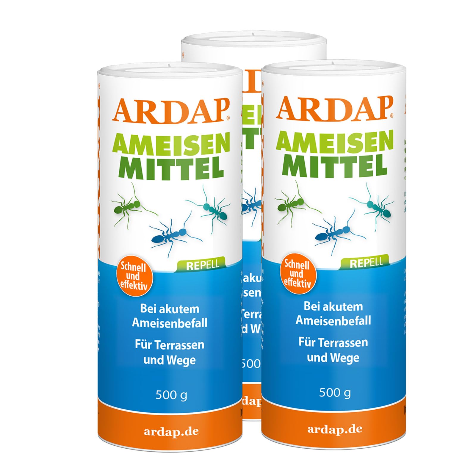 ARDAP Repell Ameisenmittel 3 x 500g - Ameisenpulver - Ameisenstreumittel - Mittel gegen Ameisen - Ameisenpulver zum Streuen draußen - Ameisenmittel für draußen -Wirkt effektiv bei akutem Befall (PT19)