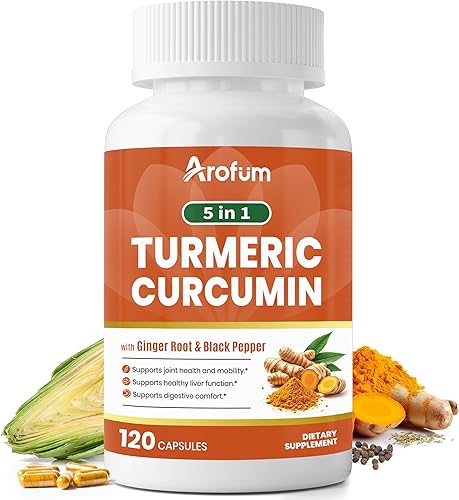 Suplemento de cúrcuma – Fórmula compleja de hierbas con jengibre, alcachofa, hinojo y pimienta negra, 120 cápsulas