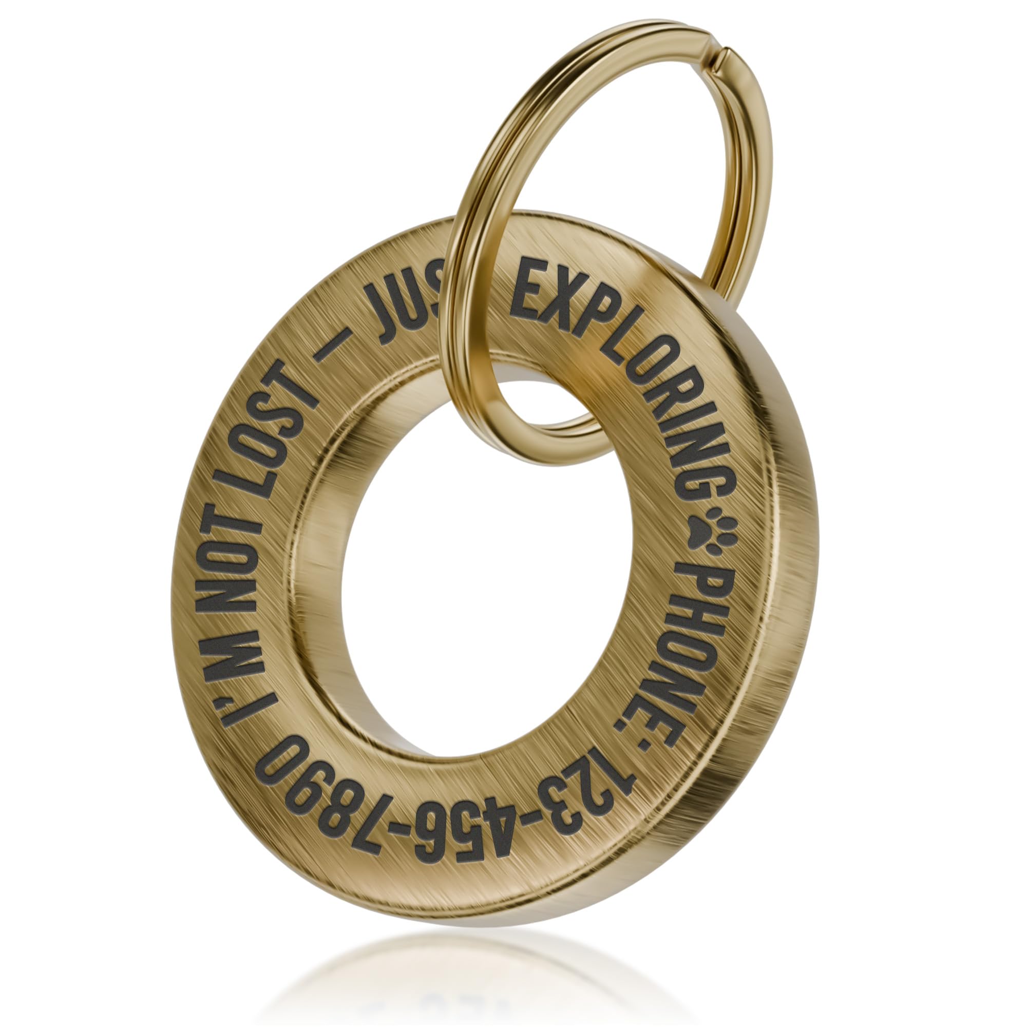 Charmify Dog Tag Engraved UK – Personalised Solid Brass Pet ID Tag for Dogs or Cats | Custom Deep Engraved Name Tag for Dog Collar | Durable Pet Tag with Clear Lettering & Polished Finish (L size)