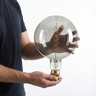 Oversized Edison LED Light Huge Bulb Vintage G63(G200) 7W Equivalent 40W - Dimmable 2200K Warm Glow - 350 Lumens E26 Base - Large Filament Decorative Bulbs - 360° Beam (Smoky Glass)