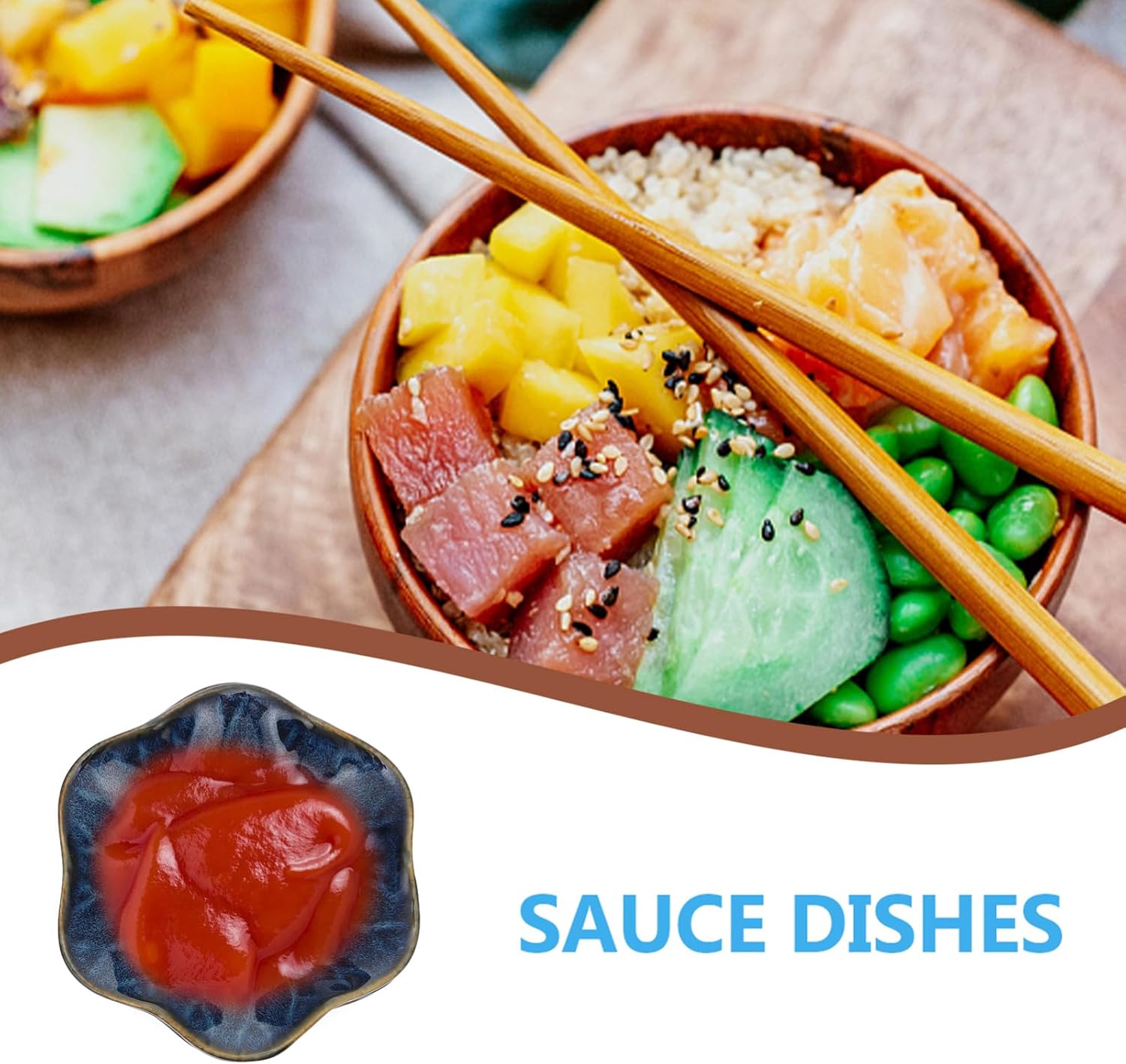 Amosfun 3pcs Quality Sauce Dishes Seasoning and Side Dish Bowls Ceramic Dipping Trays for