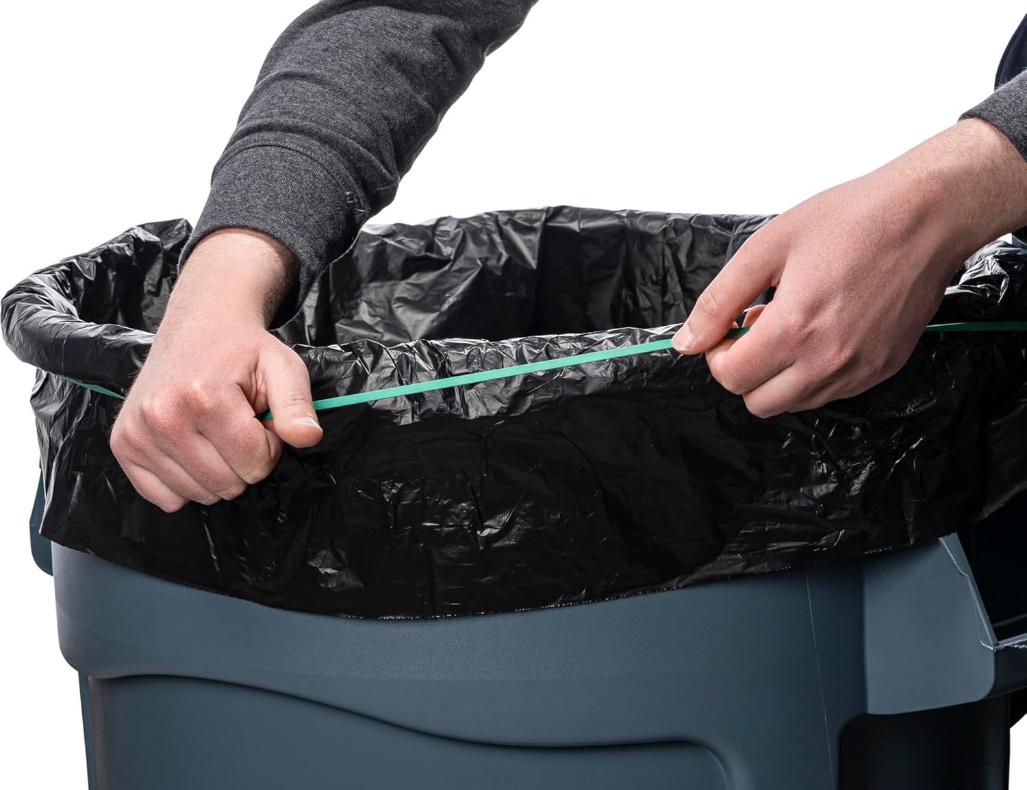 55 Contractor Gallon Trash Bags, with 12 Pack Reusable Rubber Bands