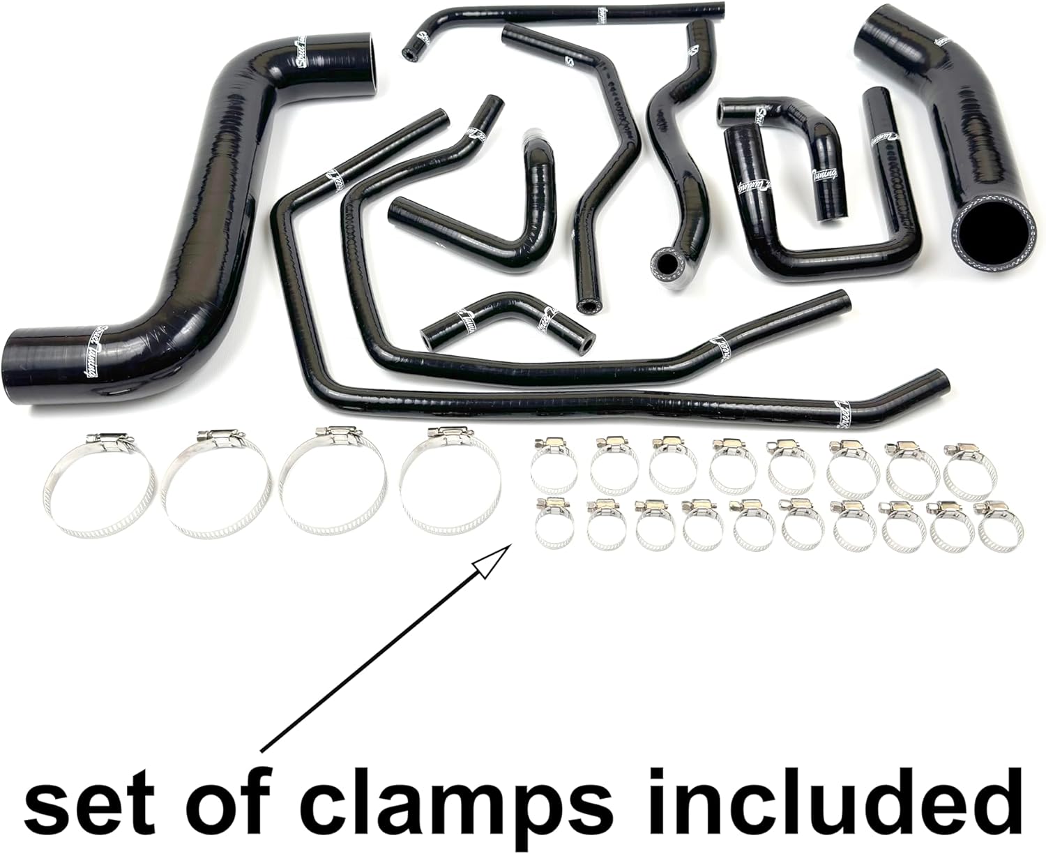 Silicone Radiator Hose Kit сompatible with Subaru Impreza WRX/STI/GDA/GDB EJ207 02-06 11 pcs, black