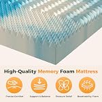 3-Inch 5-Zone Matelas en mousse de mémoire complète Topper, gel de refroidissement infusé mousse d'oeufs pour le soulagement de la pression, certifié CertiPUR-US, bleu