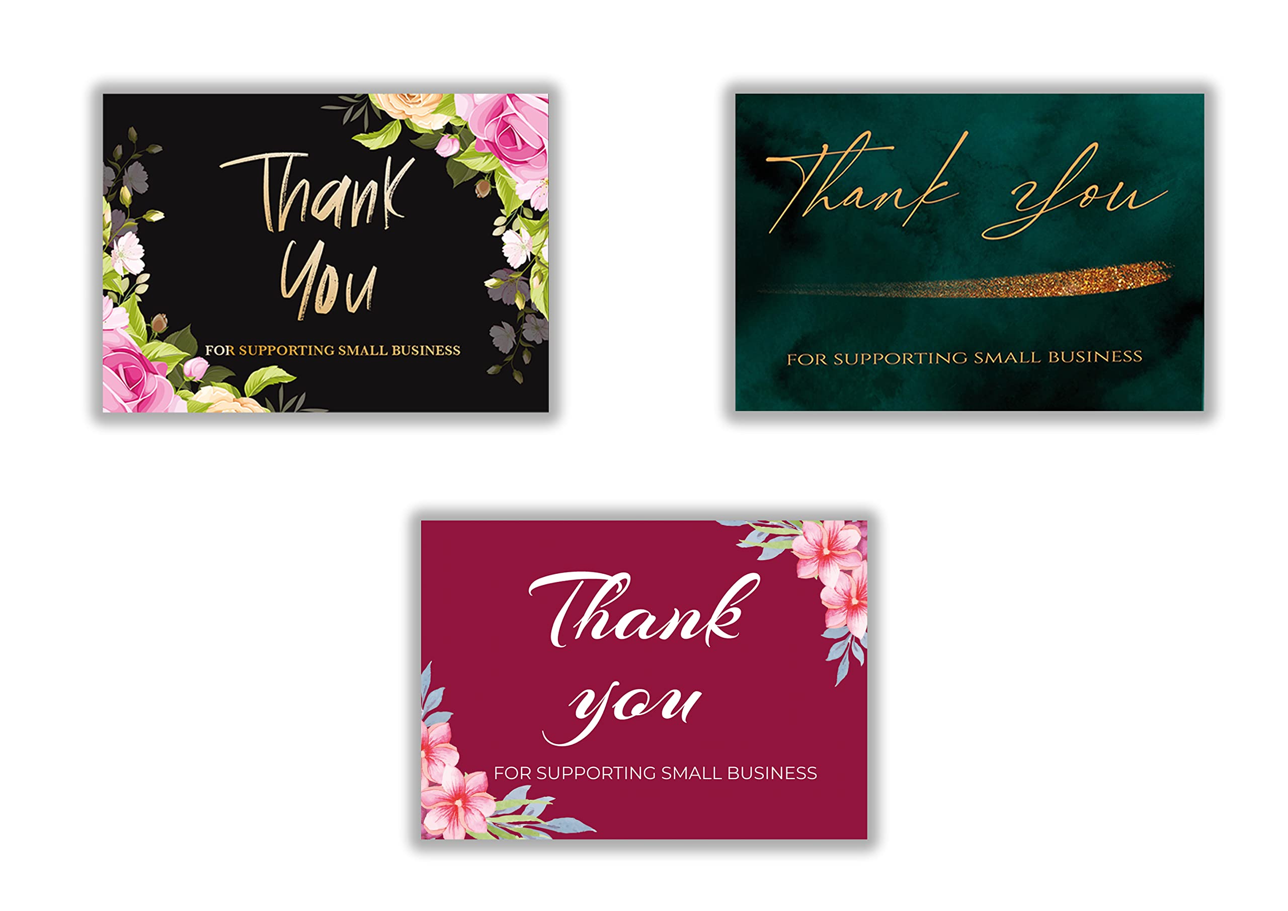D2C Thank you For Supporting Small Business card With 3 different Designs Colorful Thankyou Card Customer Appreciation Package Insert for Online shop Store Thick 300Gsm Cardstock (3.5*2.5 inch) (510)