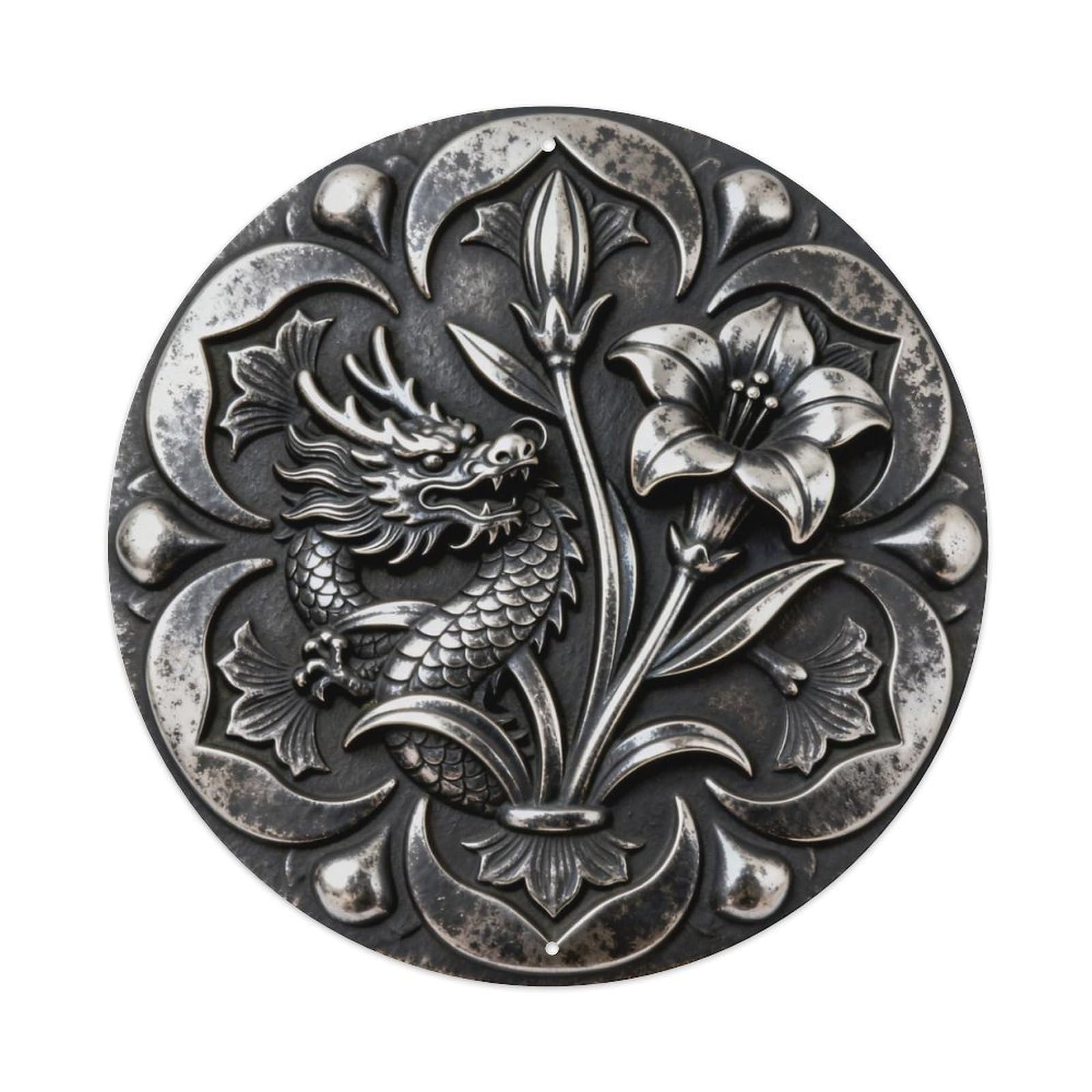 Japan Kamon Ryu Kiku Crest Metal Tin Sign Plaque