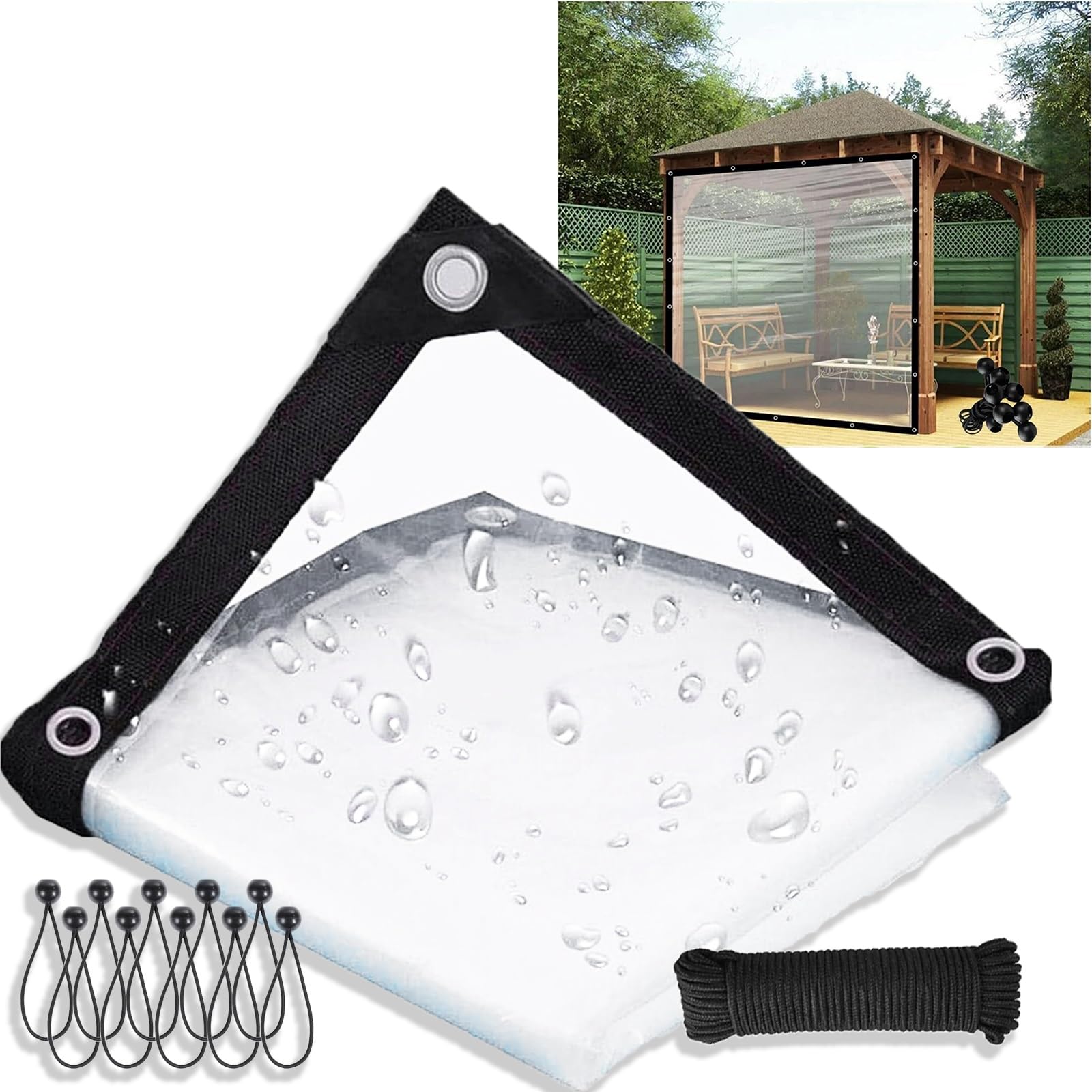Ylfffzxk Clear Heavy Duty Tarp, 6X16 Ft/Thicken Waterproof Tarps, 72X192 Inch Garden Rainproof Tarpaulin, Transparent Poly Shed C